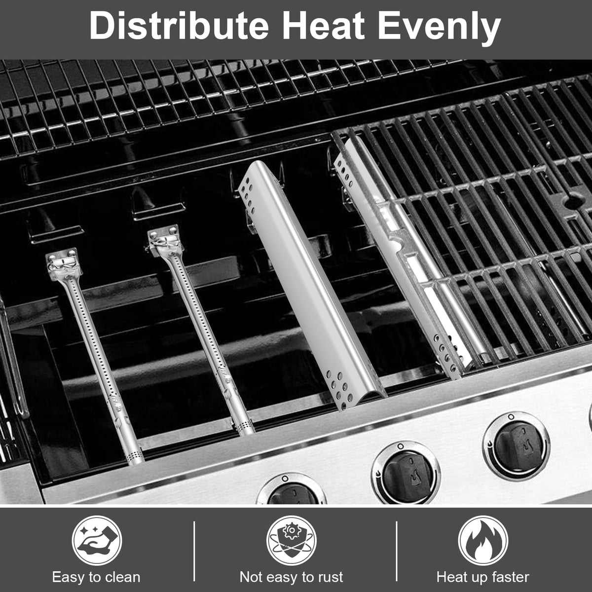 Utheer adjustable crossover tubes for Char-Broil 5-burner grills adapt heat flow for even cooking