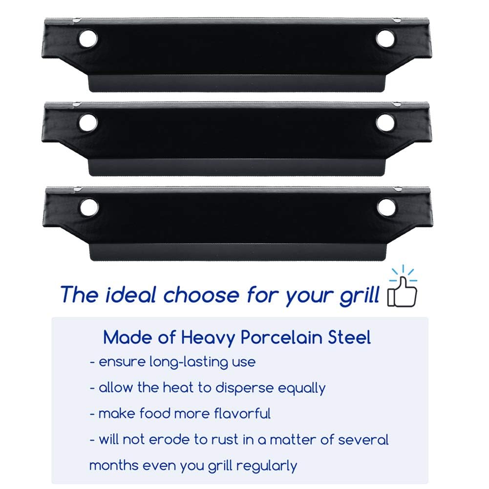 Utheer heat plate side view showing snug fit on a Dyna-Glo grill.