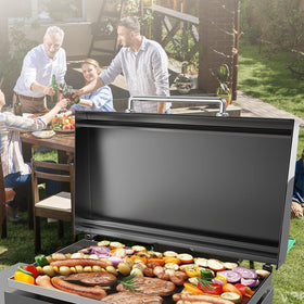 Utheer hinged lid image emphasizes integrated hinge for compact storage after cooking.