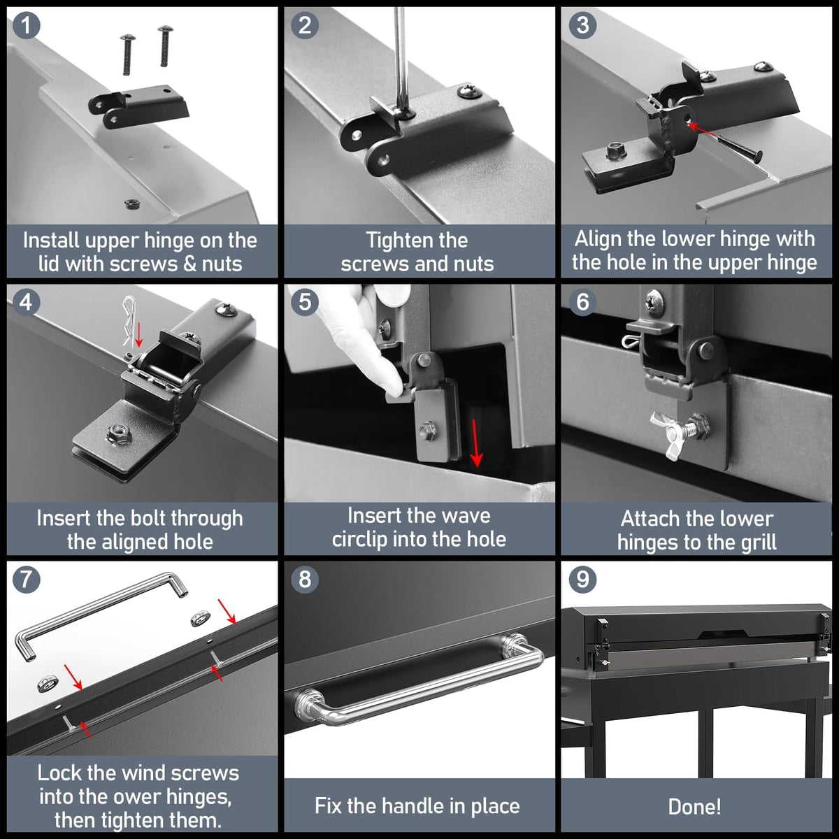 Utheer hinged lid demonstrates ergonomic handle for smooth, effortless opening and closing.