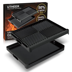 Utheer stove top griddle flat surface for family breakfasts and easy meals