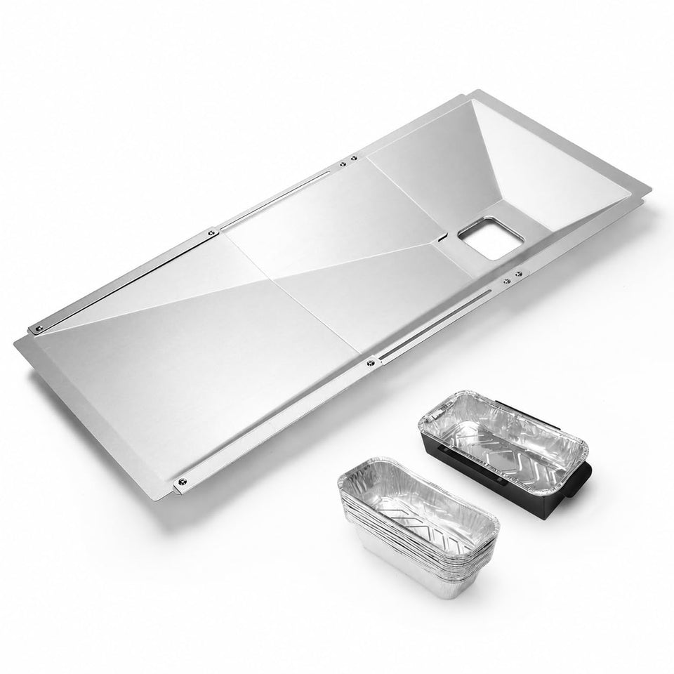 Utheer universal grease tray with catch pan for cleaner grilling surfaces