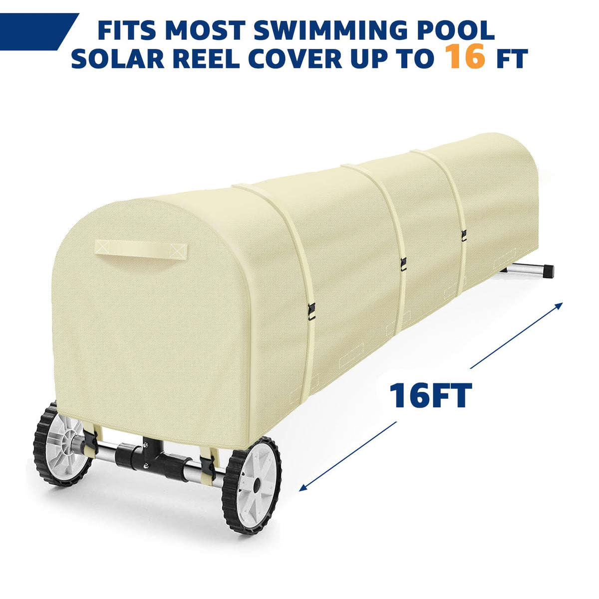 Uthem heavy-duty waterproof solar blanket reel cover keeps the reel dry in rain.