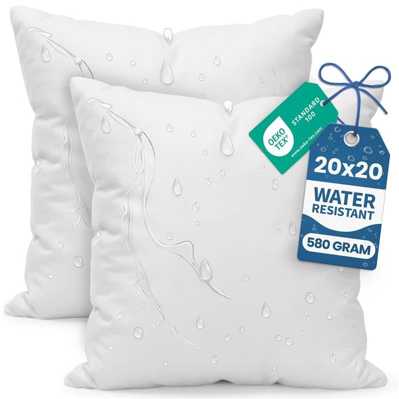 Utopia Bedding outdoor pillow insert 20x20 pack of 2 white for patio comfort