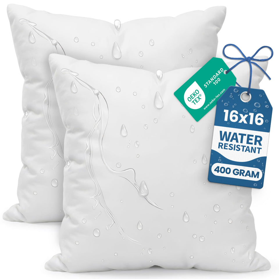Utopia Bedding outdoor pillow inserts 16x16 white, weather-ready for all-season patio use