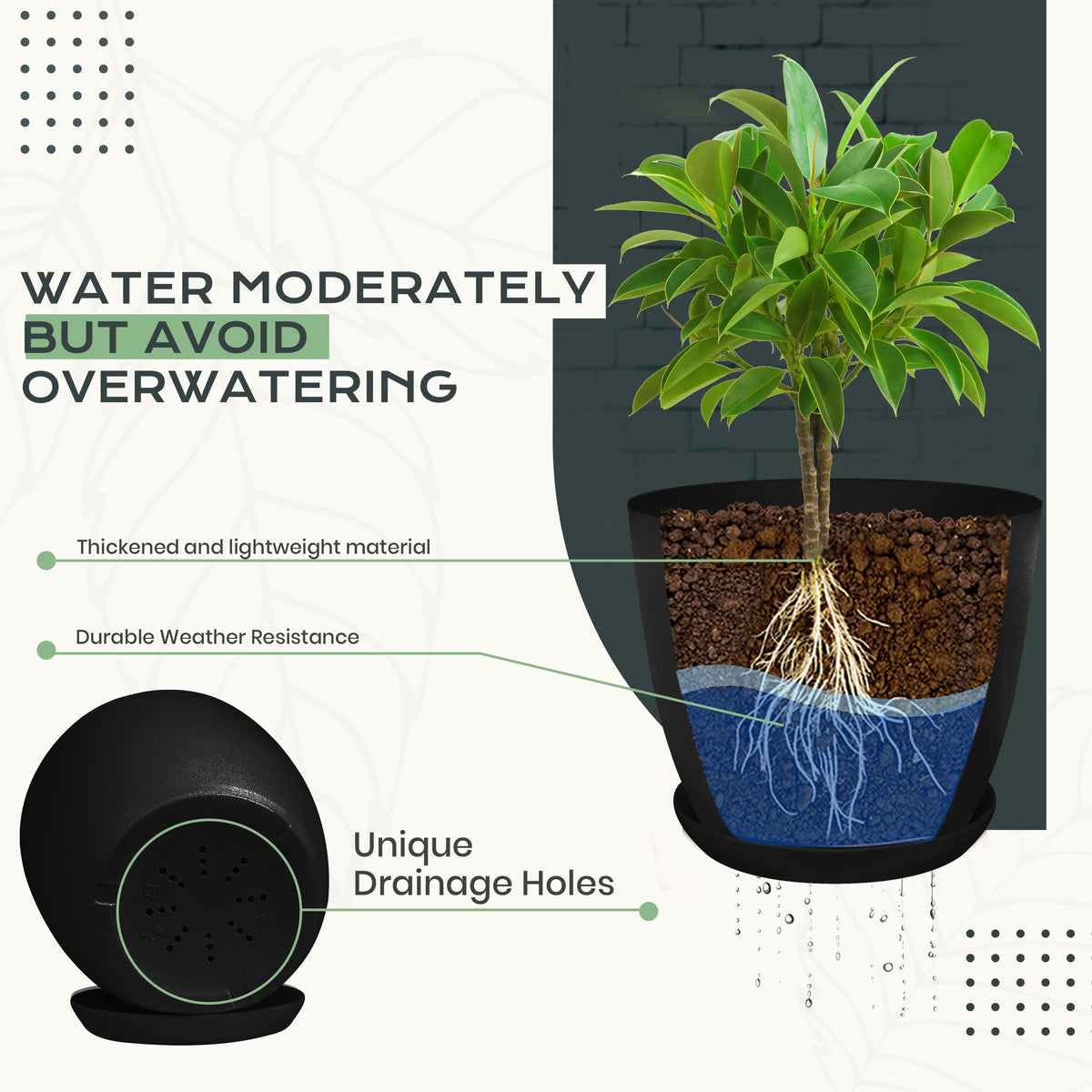 Utopia Home drainage system planter helps manage water and root health