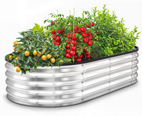 Utopia Home galvanized raised garden bed front view showcasing durable outdoor setup