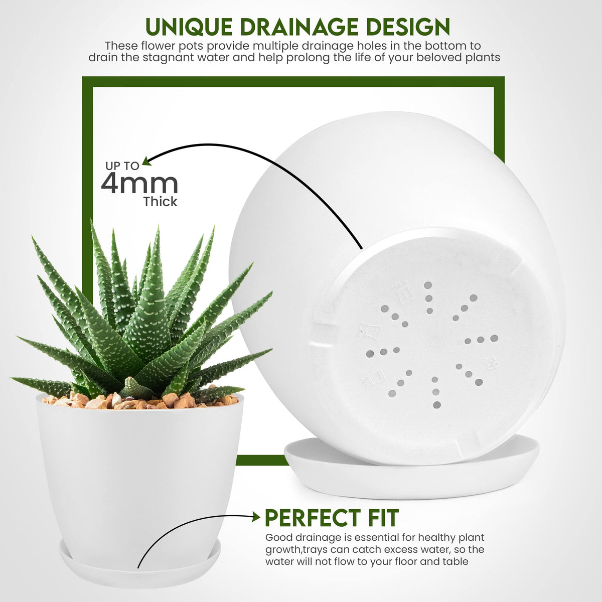 Utopia Home 6-inch white plant pot ideal for desk plants.