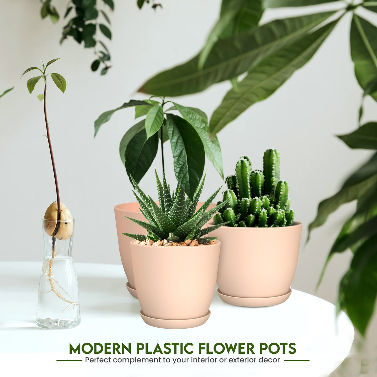 Utopia Home plant pots with drainage in pink, 4.8-inch extra-small pot for shelves
