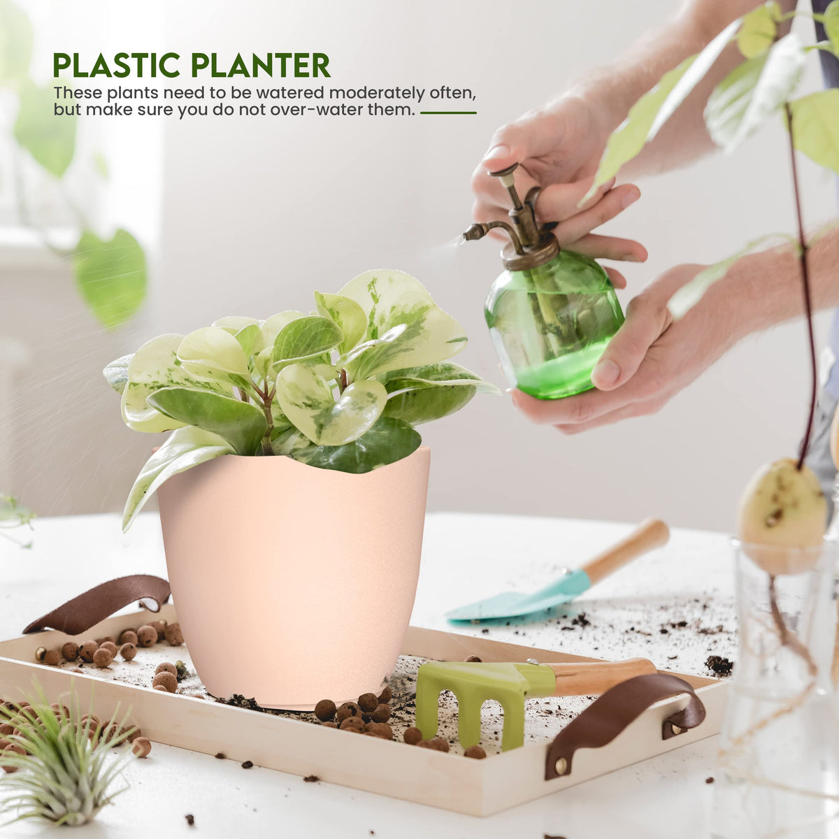 Utopia Home plant pots with drainage in pink, 5.3-inch small pot for compact spaces