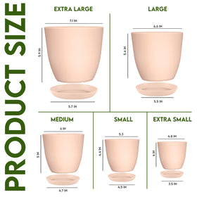 Utopia Home plant pots with drainage in pink, side view, suited for varied sizes