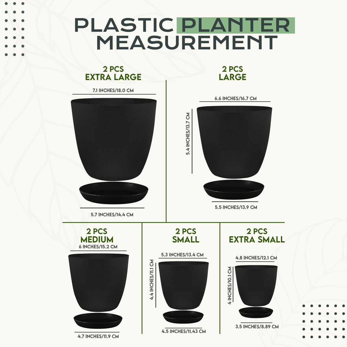 Utopia Home plastic planters in multiple sizes for versatile indoor planting