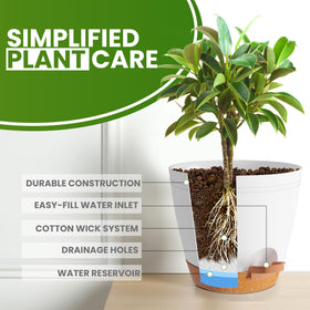 Utopia Home self-watering pot 4.9-inch white lightweight and easy to move