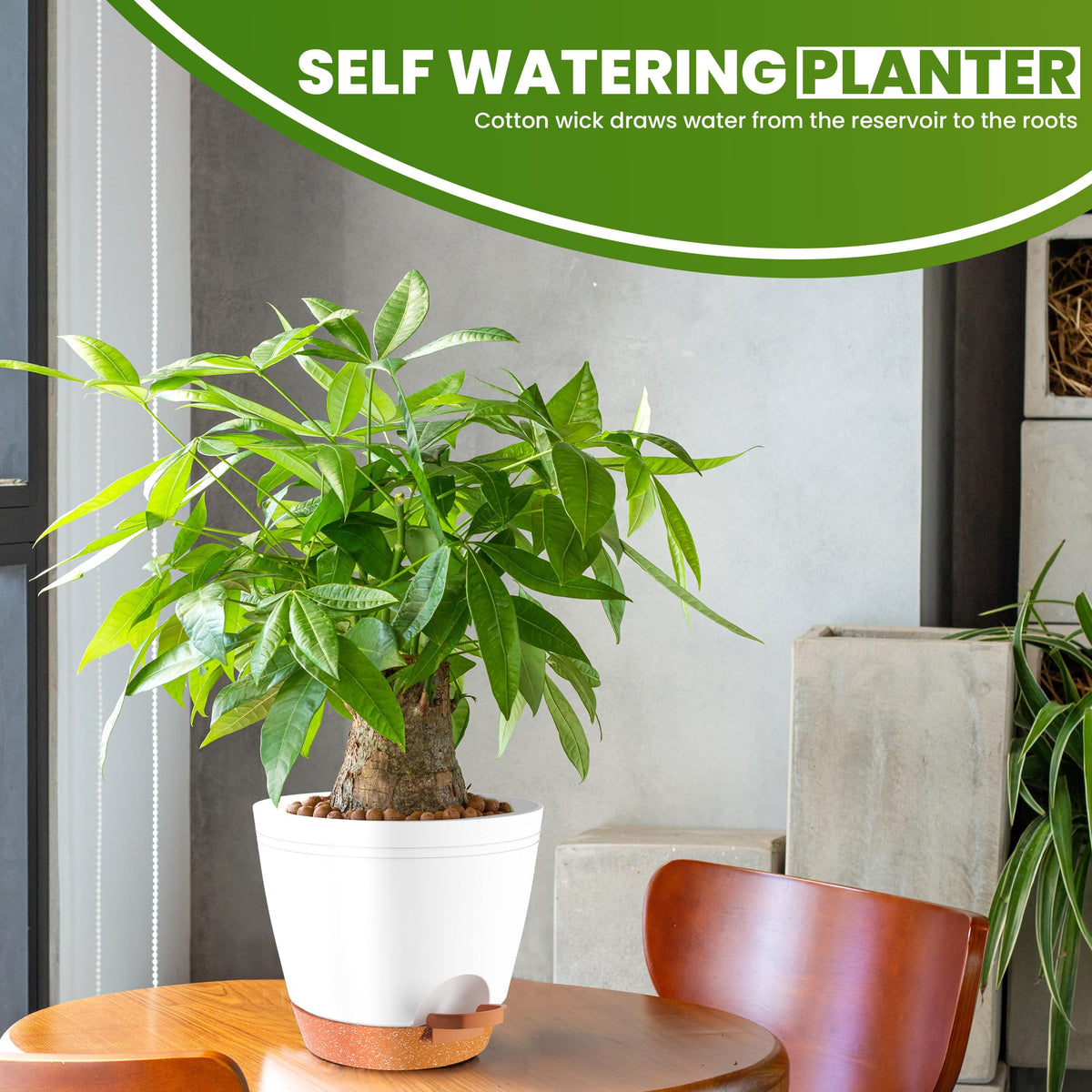 Utopia Home self-watering pot 5.5-inch white compact for windowsills