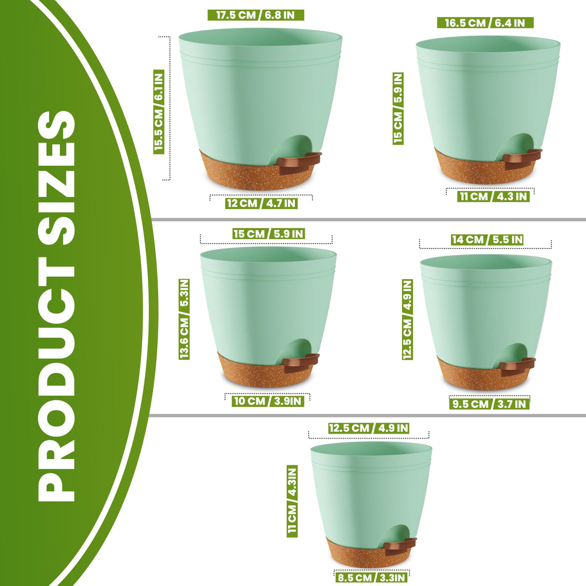 Utopia Home self-watering pot 6-4 inch in olive green with reservoir helps maintain consistent moisture.