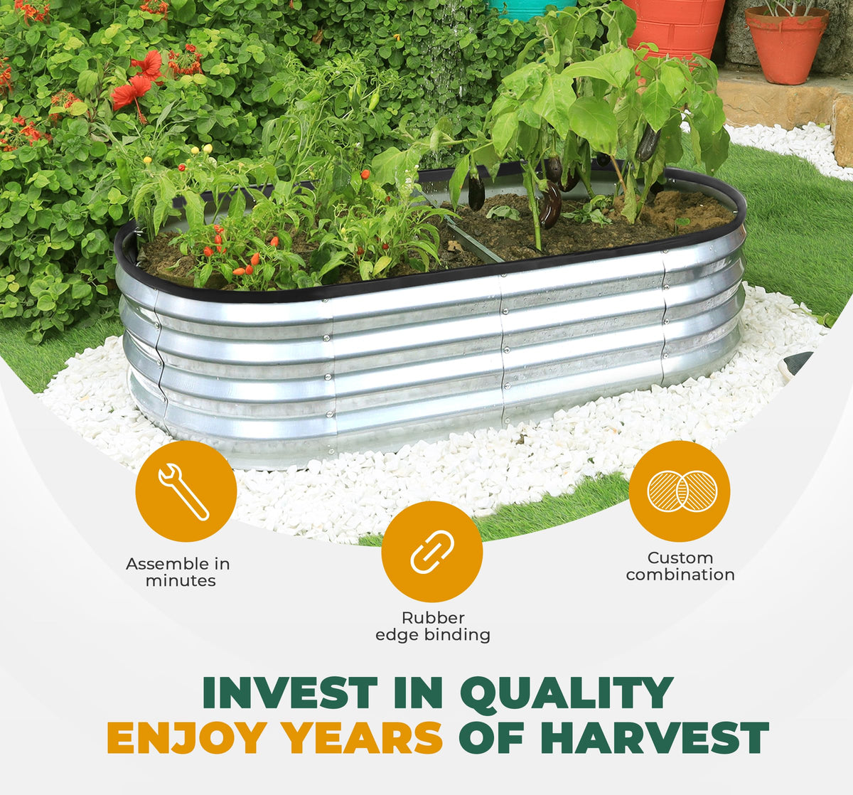 Utopia Home silver galvanized bed blends with outdoor aesthetics and durability