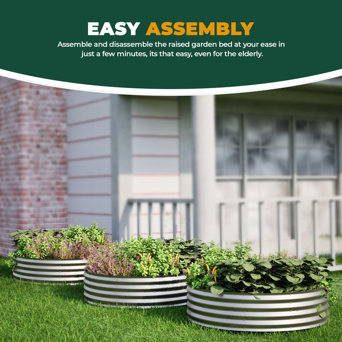 Circular shape helps organize a neat garden layout on a balcony or deck.