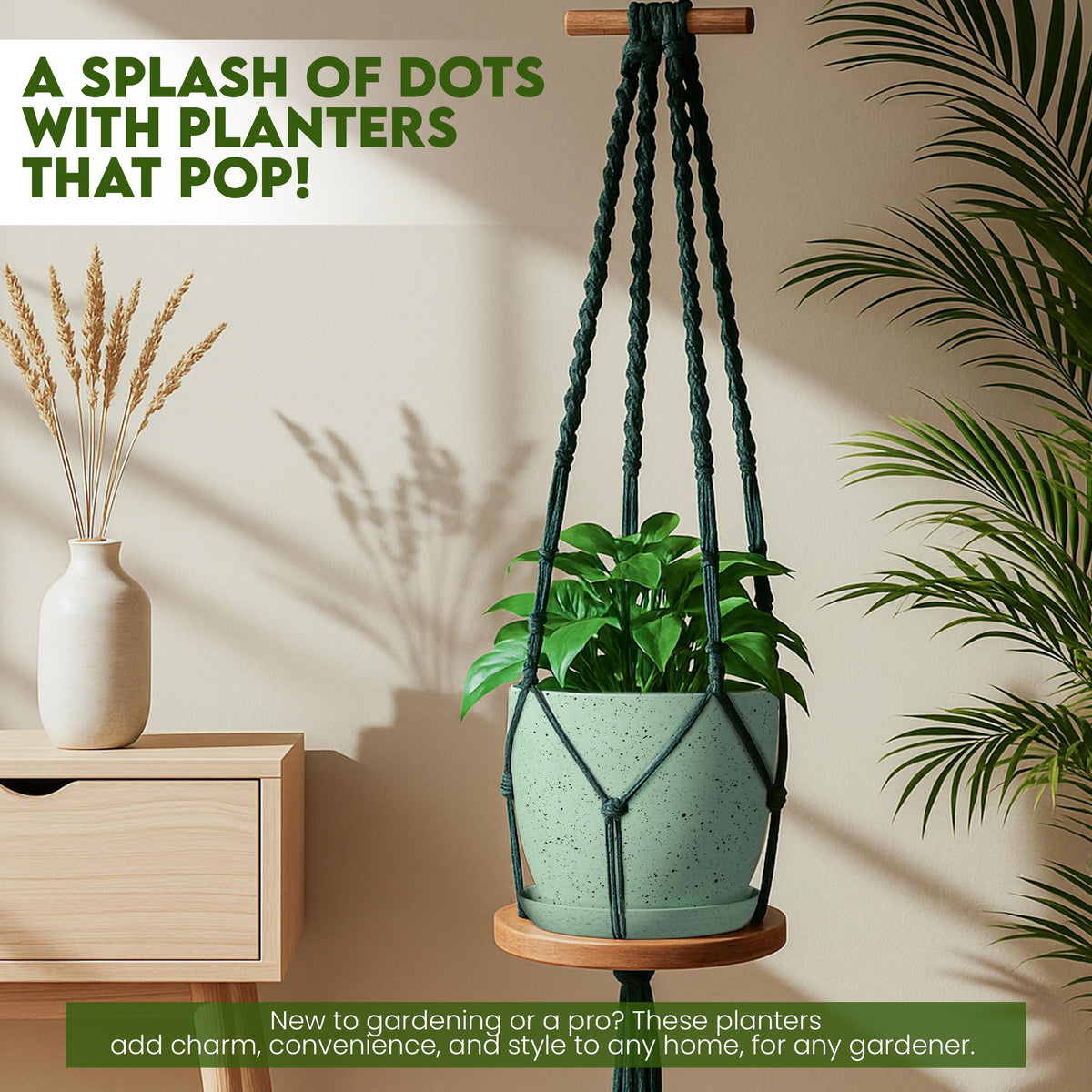 Utopia Home 6.6-inch speckled mint pot with drainage for small plants.