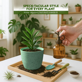 Utopia Home 6-inch speckled mint pot with drainage for herbs.