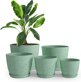 Utopia Home 7-inch speckled mint pot with drainage for windowsills.