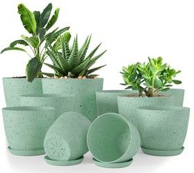 Utopia Home spotty plant pots pack of 10 in mint speckle for indoor decor and easy drainage