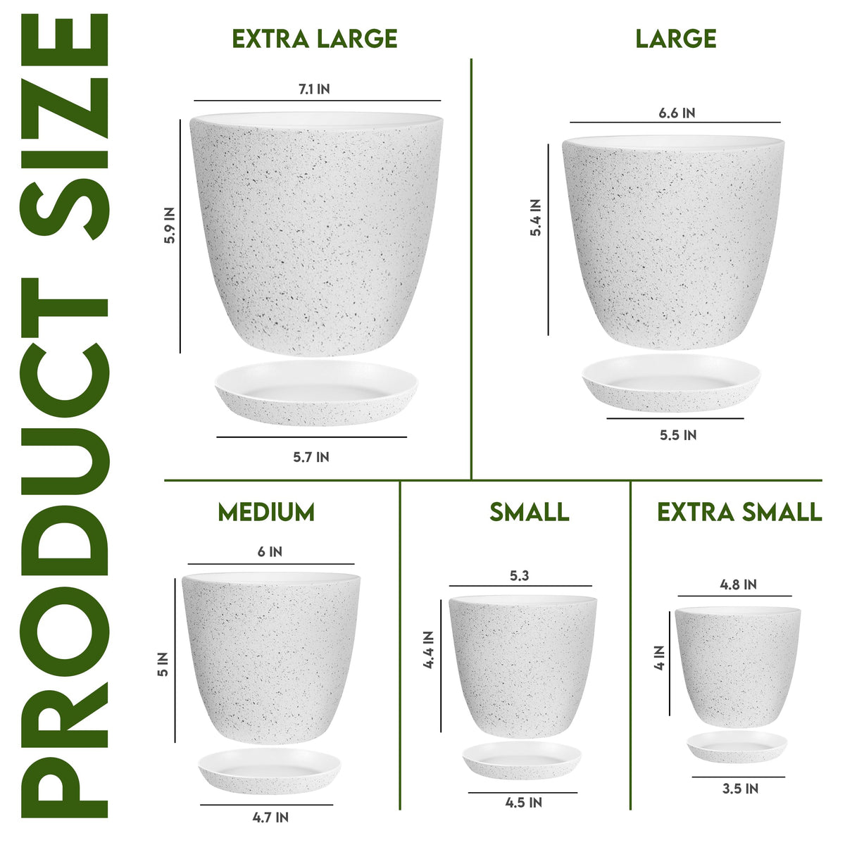 Utopia Home speckled planter 6-6-inch shows built-in drainage holes for easy watering.