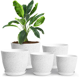 Utopia Home spotty planter 7-inch speckled grey with drainage for healthy roots.