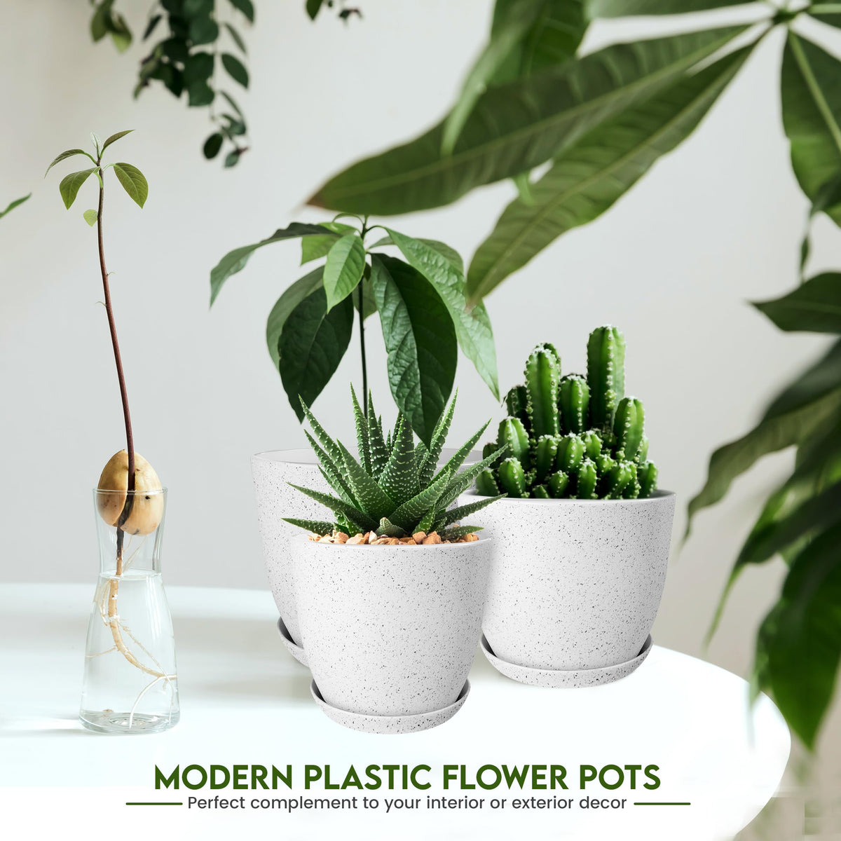 Utopia Home durable plastic planter close-up with drainage holes and glossy finish.