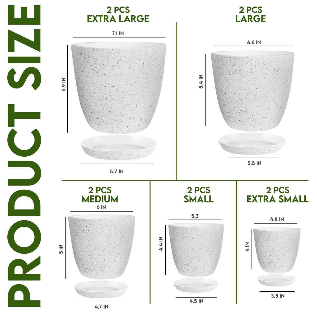 Utopia Home speckled pot 6-6-inch grey with saucer for herbs