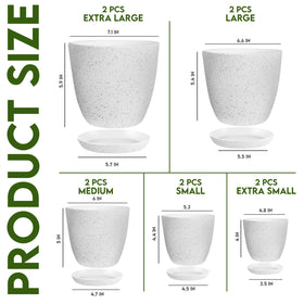 Utopia Home speckled pot 6-6-inch grey with saucer for herbs