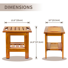 Utoplike teak shower stool anti-slip feet ensure stability on wet floors.