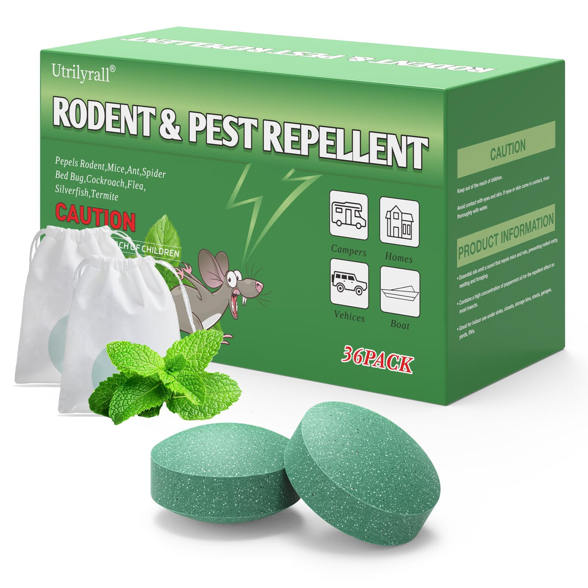Utrilyrall peppermint mouse repellent pellets for indoor use protecting kitchens