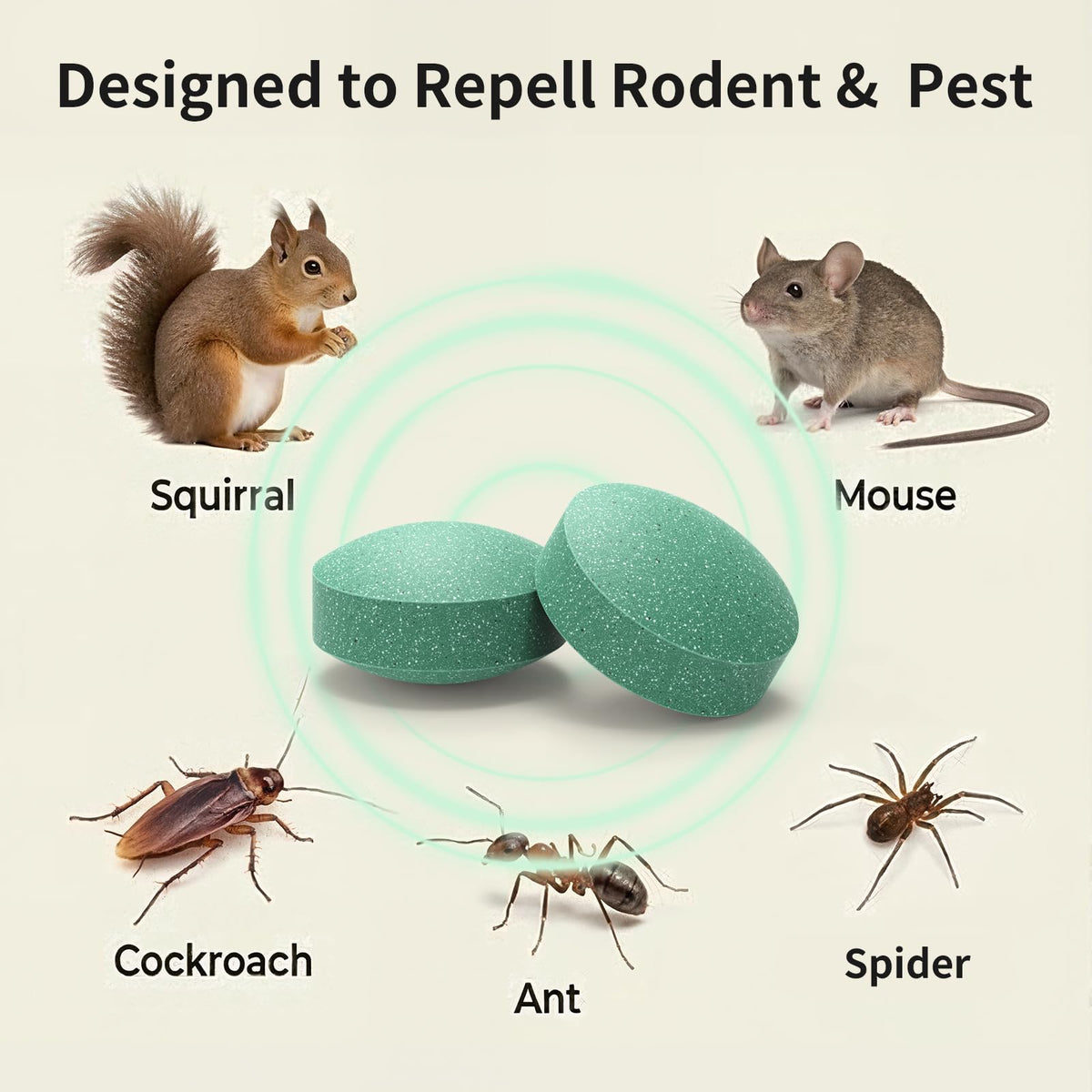 Utrilyrall peppermint aroma diffuses to deter rodents in living spaces