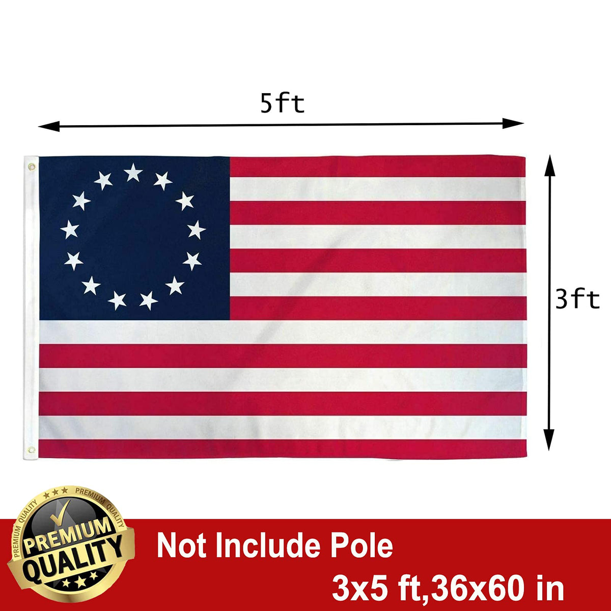 UTSANG Betsy Ross flag brass grommets for durable outdoor hanging