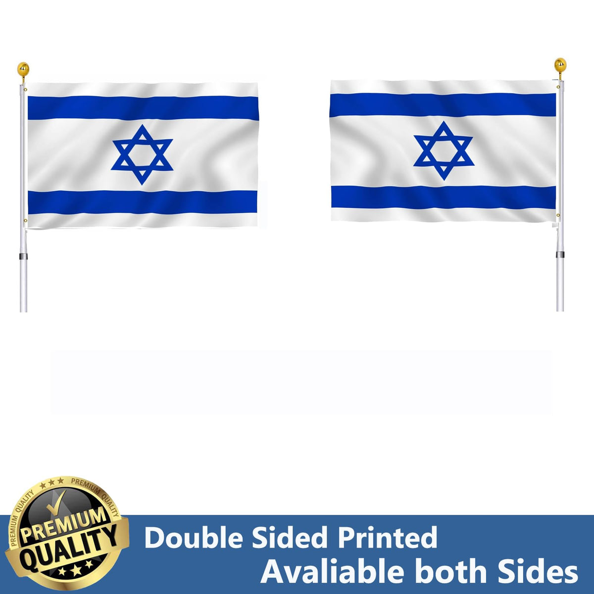 UTSANG Israel flag heavy-duty 3-ply fabric withstands sun and wind.