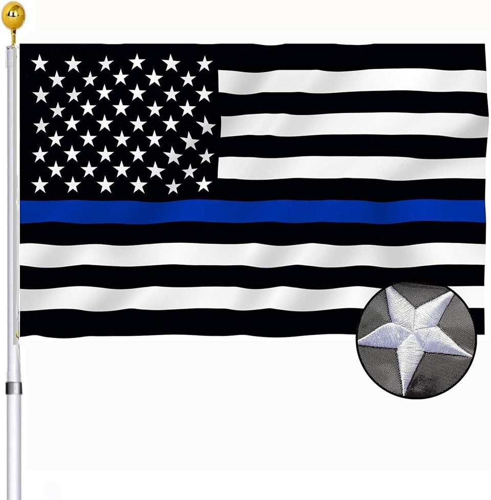 UTSANG thin blue line flag with embroidered stars for outdoor display.