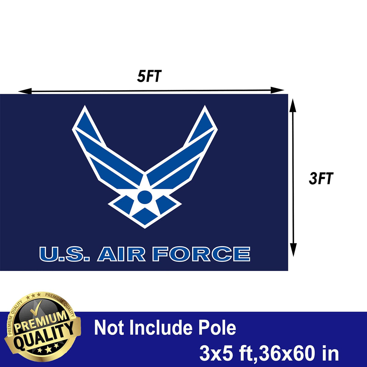 Blue USAF flag designed for high visibility at events or home displays