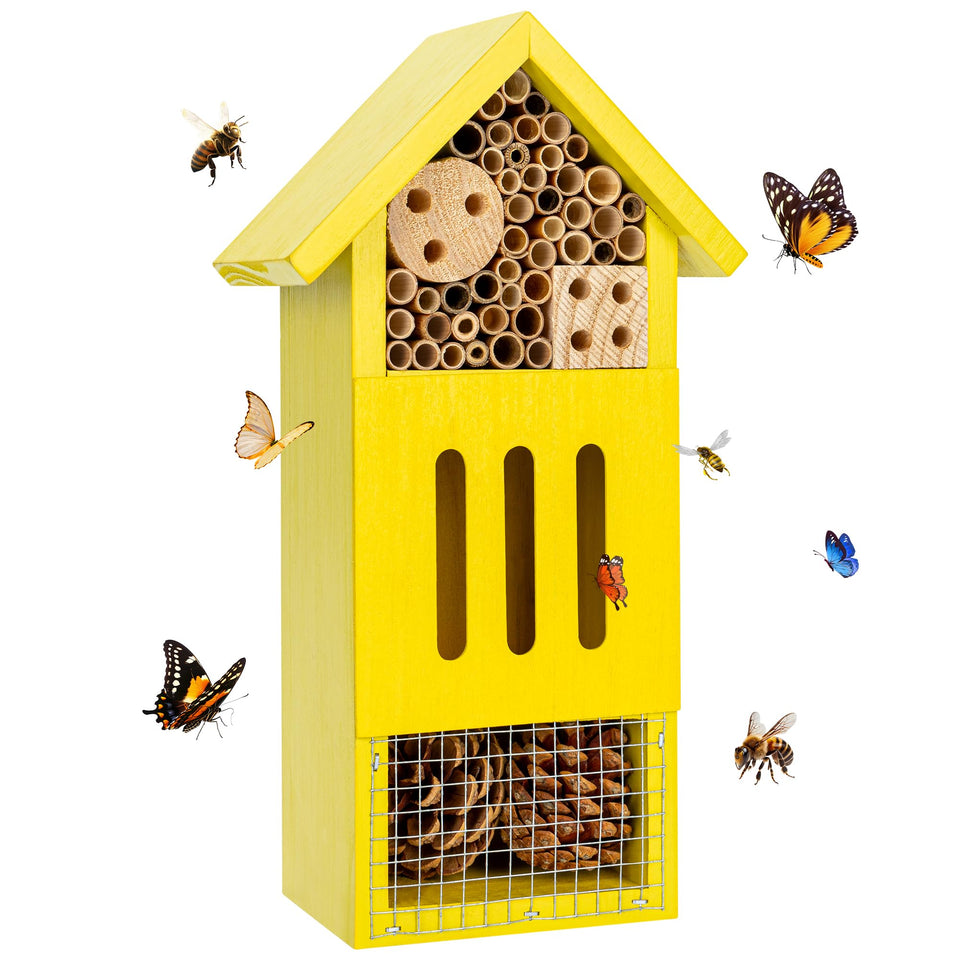 UUMENHA bee house exterior in durable pine wood for pollinators.