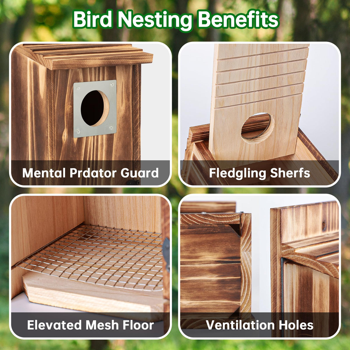 UUMENHA bird house includes pre-drilled hole and rust-proof screw.