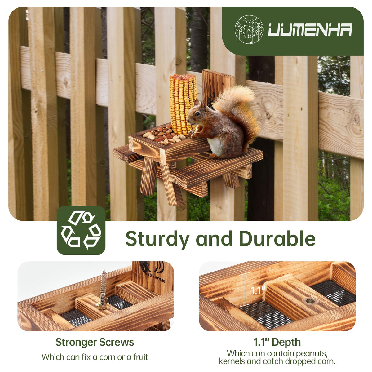 UUMENHA carbonized wood texture adds rustic durability to your garden look.