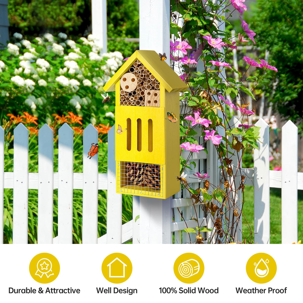 UUMENHA garden setup showing pollinators attracted to the habitat.