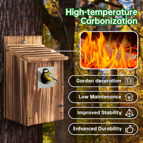 UUMENHA nesting box front-door opens for easy cleaning.