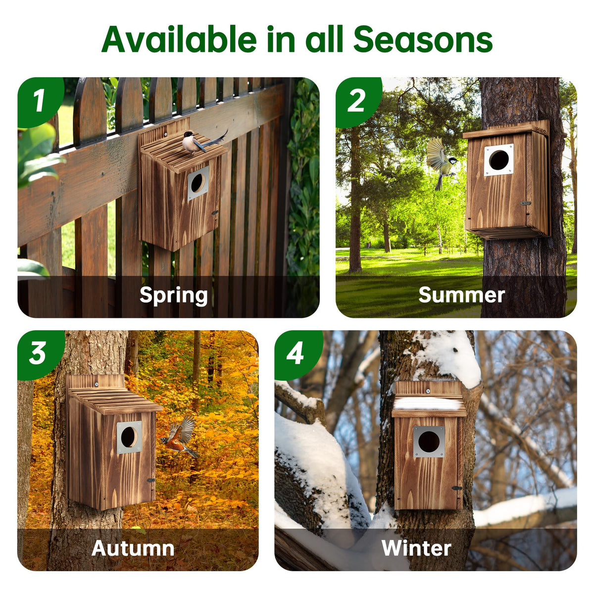UUMENHA outdoor bird house installs on trees or fences.