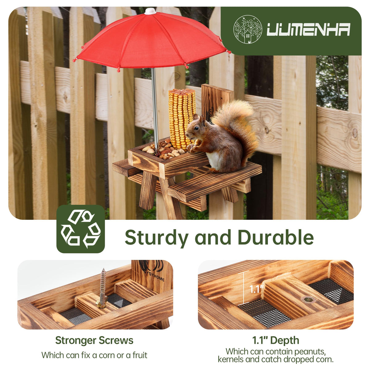 Carbonized solid wood construction of the UUMENHA feeder