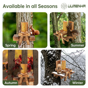 UUMENHA wooden squirrel table in use supports family-friendly outdoor viewing.