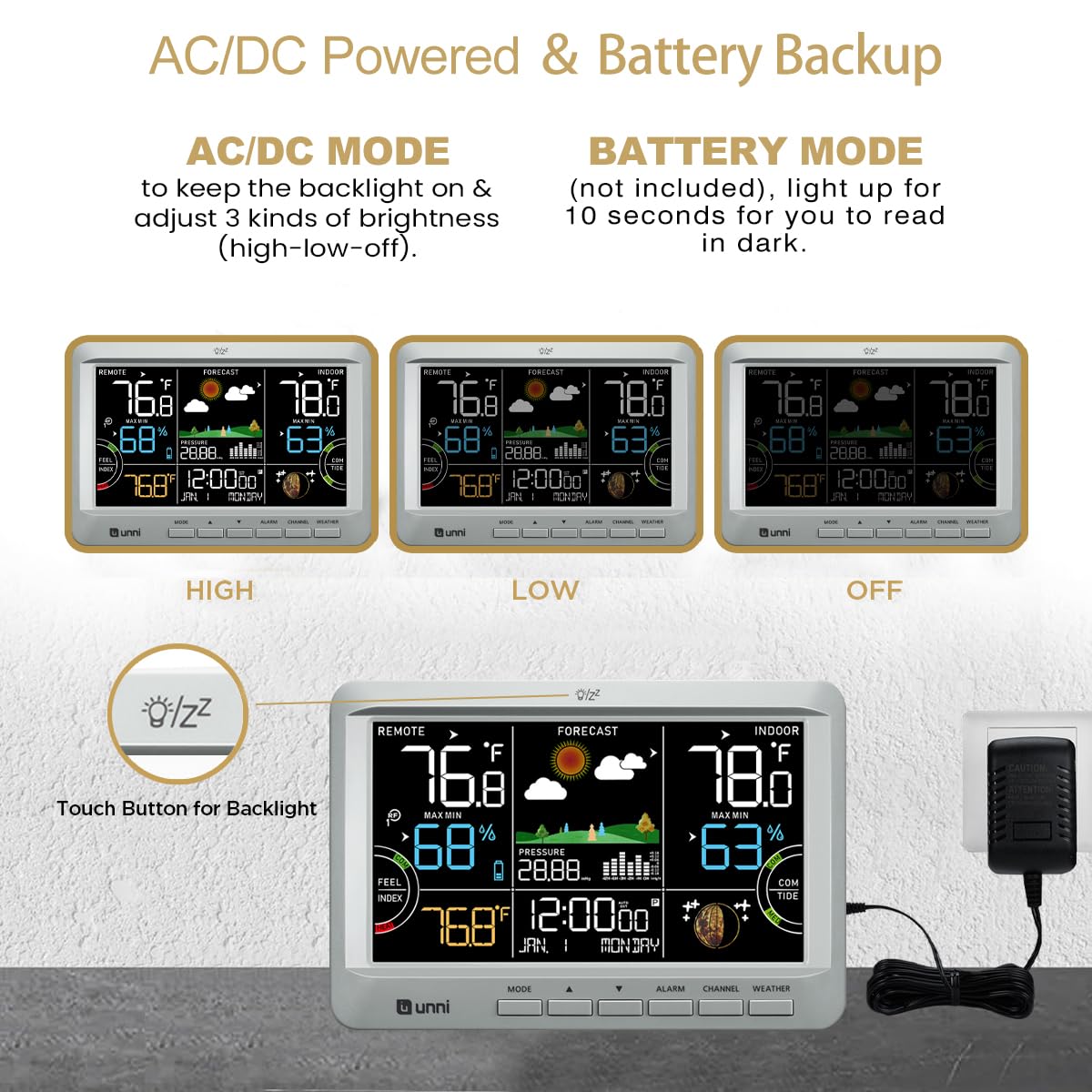 U UNNI atomic clock display ensuring accurate timekeeping