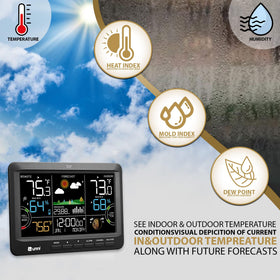 U UNNI Weather Station outdoor sensor enables real-time temperature and humidity readings outside.
