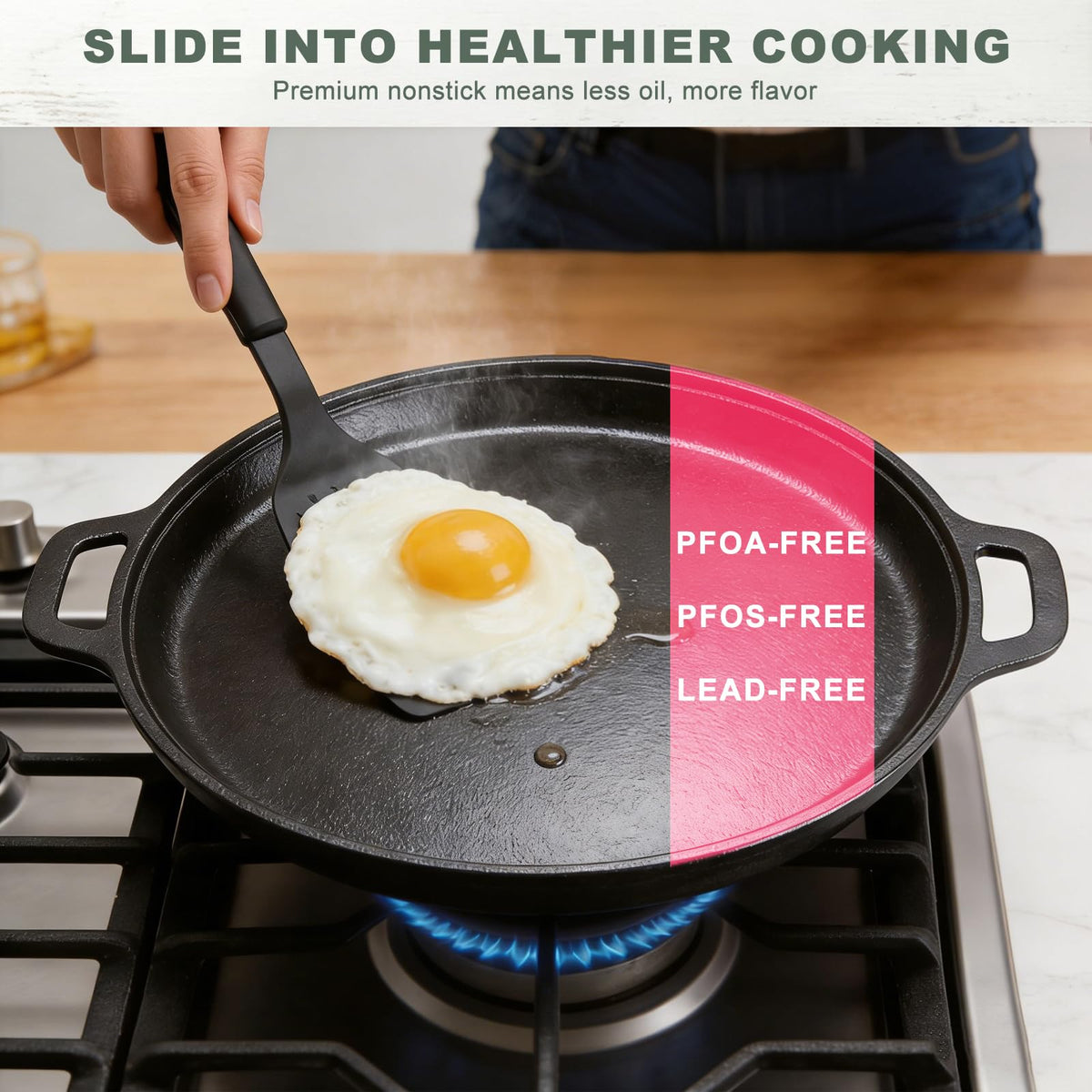 UVCCARE HHC dual-handle cast iron pan for secure handling