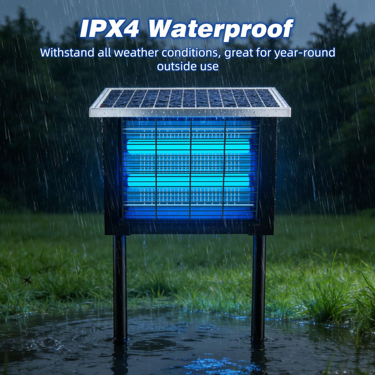 uvcoolplunge Solar Bug Zapper LED lights extend pest control at night