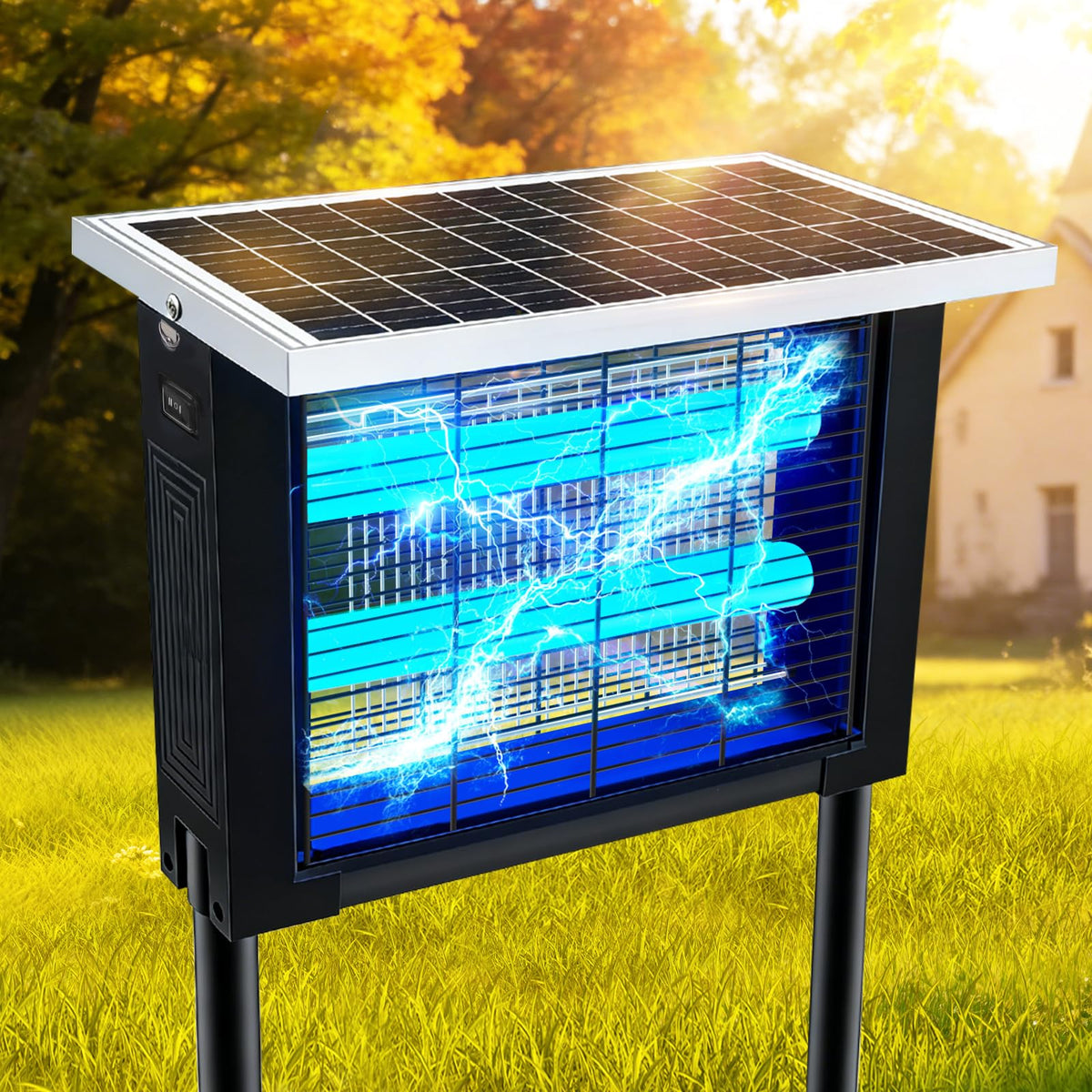 uvcoolplunge Solar Bug Zapper outdoors ready for mosquito control